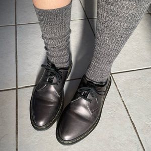 Dr. Martens Leather Metallic Pewter Oxford Shoes